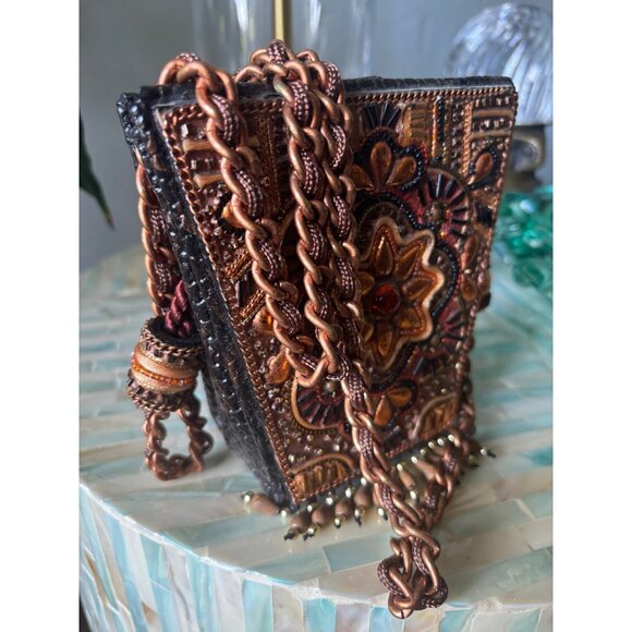 Handmade Beaded Mini Crossbody Bag Chain Strap Philippines Boho Chic Unique VTG - Picture 5 of 13